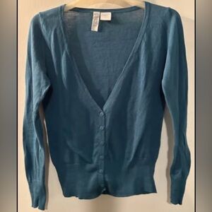 DC Women's Teal V-Neck Button Cardigan Sweater Size L
